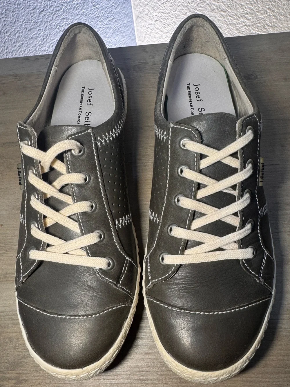 Josef Seibel Leather Comfort Sneakers Gray EU 38 US 7.5 Lace Up